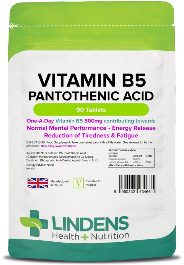 Vitamin B5 Pantothenic Acid 500mg Tablets product image